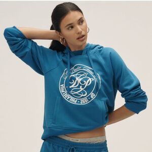 Anthropologie Hoodie Daily Practice Cotton-Blend Graphic Hawaiian Blue XS NWT